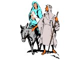 Mary and Joseph with baby Jesus returning to Nazareth